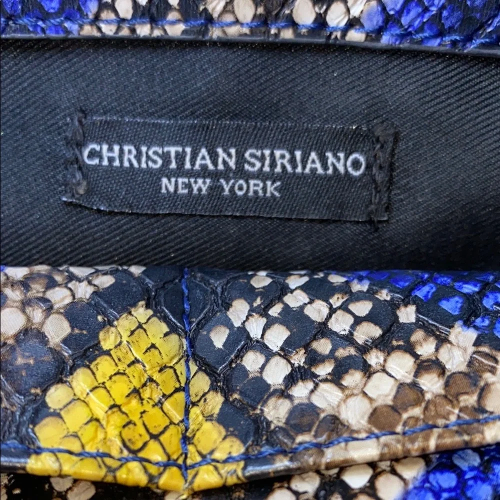 Blue and Yellow Snakeskin Wristlet with Luxurious Gloss